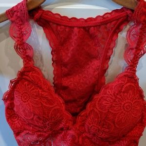 Red lace bralette